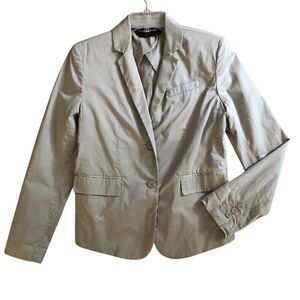 Norma Kamali for Revolve Cotton Poplin 2 Button Blazer Womens Sz 6 Khaki Classic